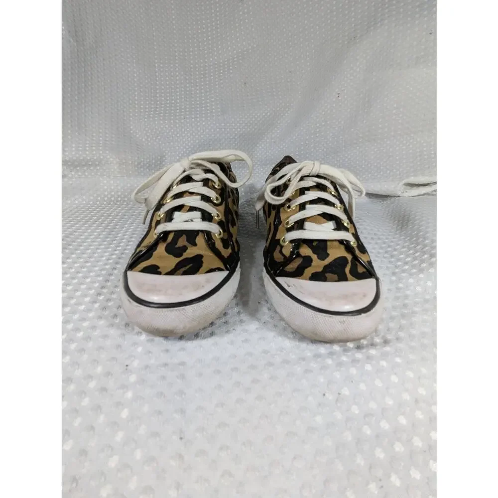 Coach Leopard Print Canvas Sneakers with White Laces
